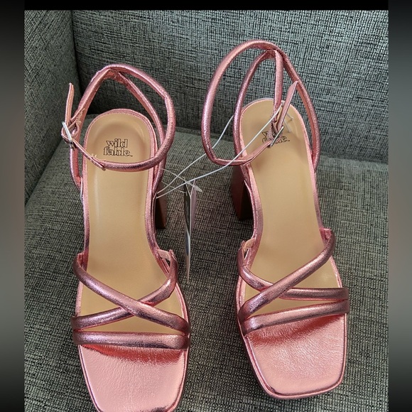 Women's Astro Strappy Platform Heels - Wild Fable, Metallic Pink, Size 7… - Picture 1 of 6